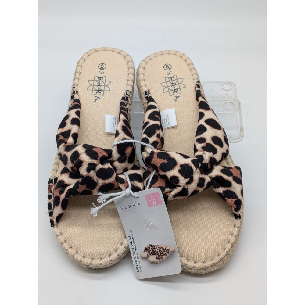 SERRA Women's Leopard Bow Espadrille Slide Sandals Size 8 NWT